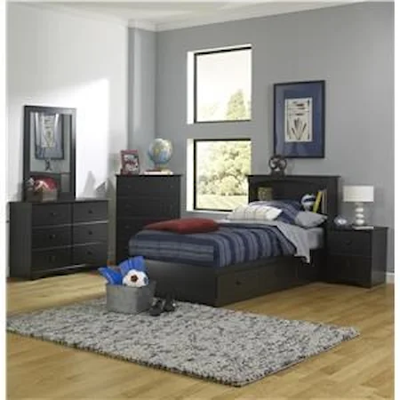 Queen Bookcase Headboard, Nightstand and Chest Package